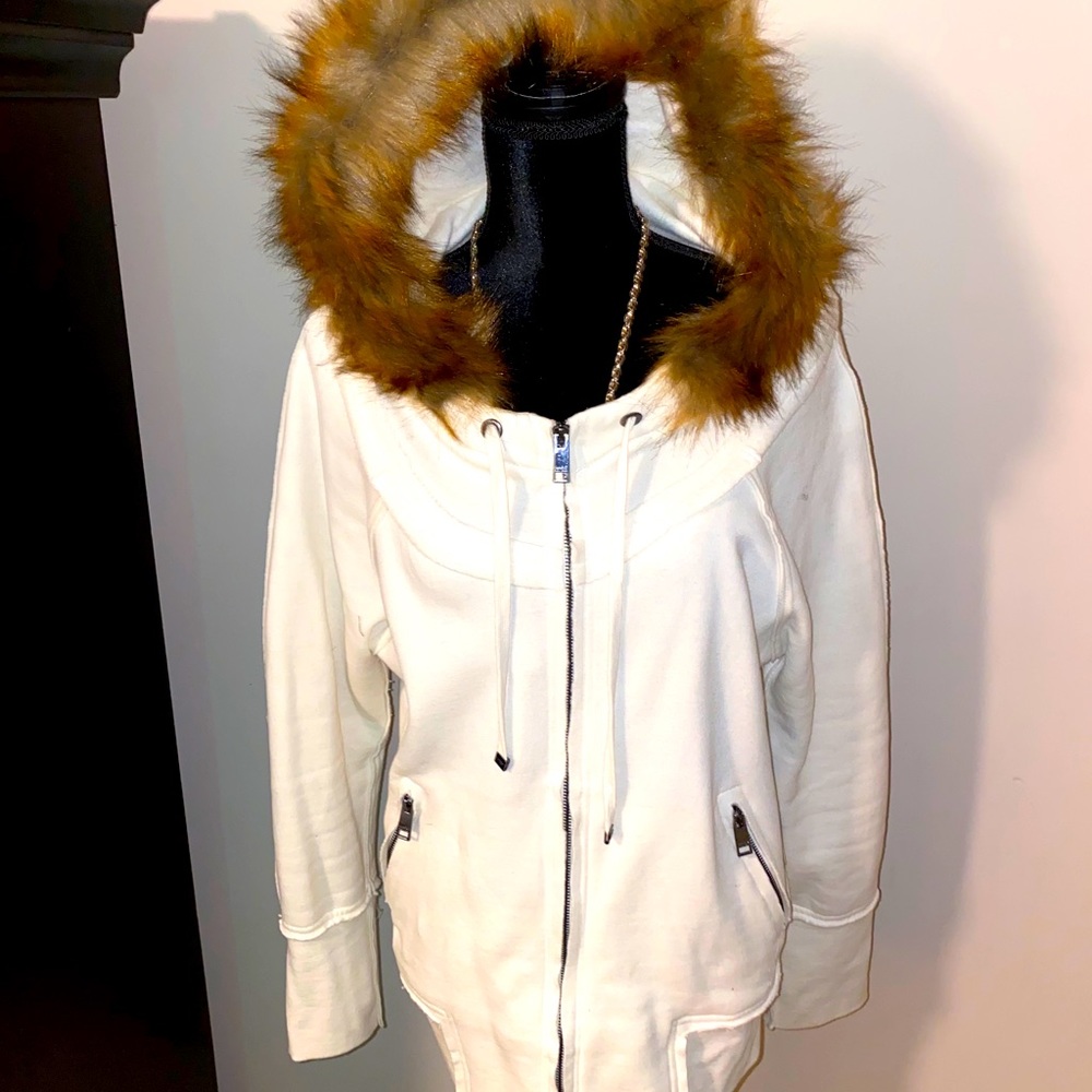 Andrew Marc Sweat Jacket with fur hood